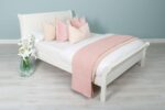 Binzie White Solid Wood Sleigh Bed Frame – Super King 6ft